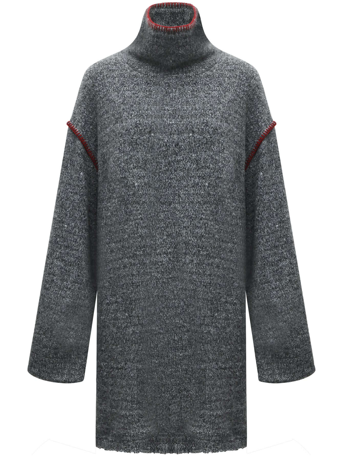 elegant high neck grey knitted dress all grey 4