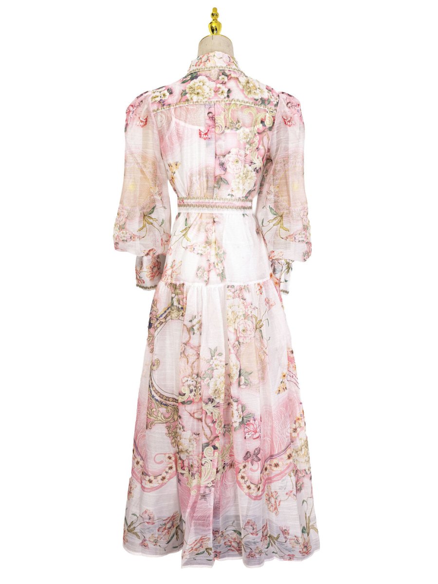 Enchanted Garden Printed Chiffon Maxi Dress