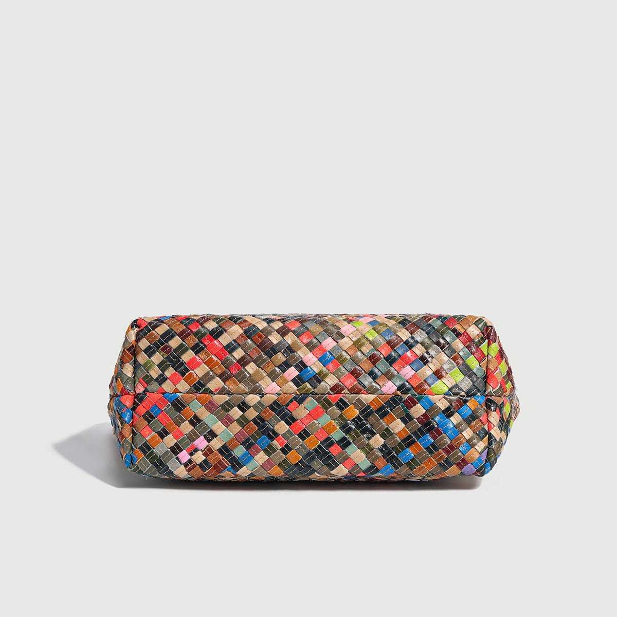 Flamboyant Multicolor Woven Leather Tote Bag – French-Chic Cowhide Braided Shoulder & Crossbody