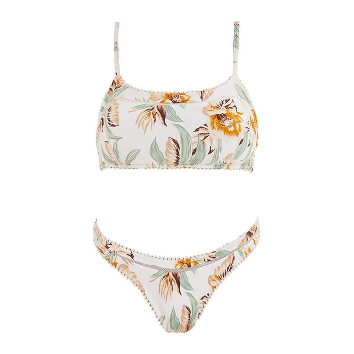 floral low neck two piece with low waist bikini bottoms all floral 4