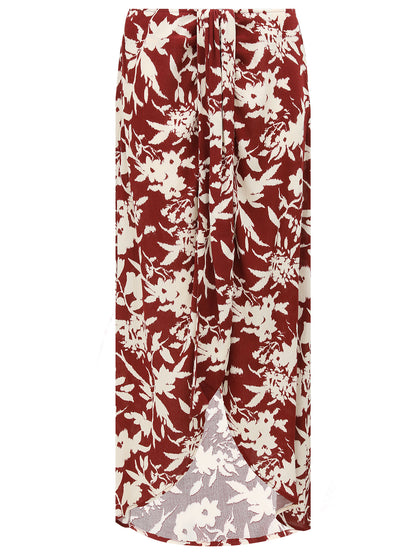 Floral Print High-Waist Asymmetrical Midi Skirt