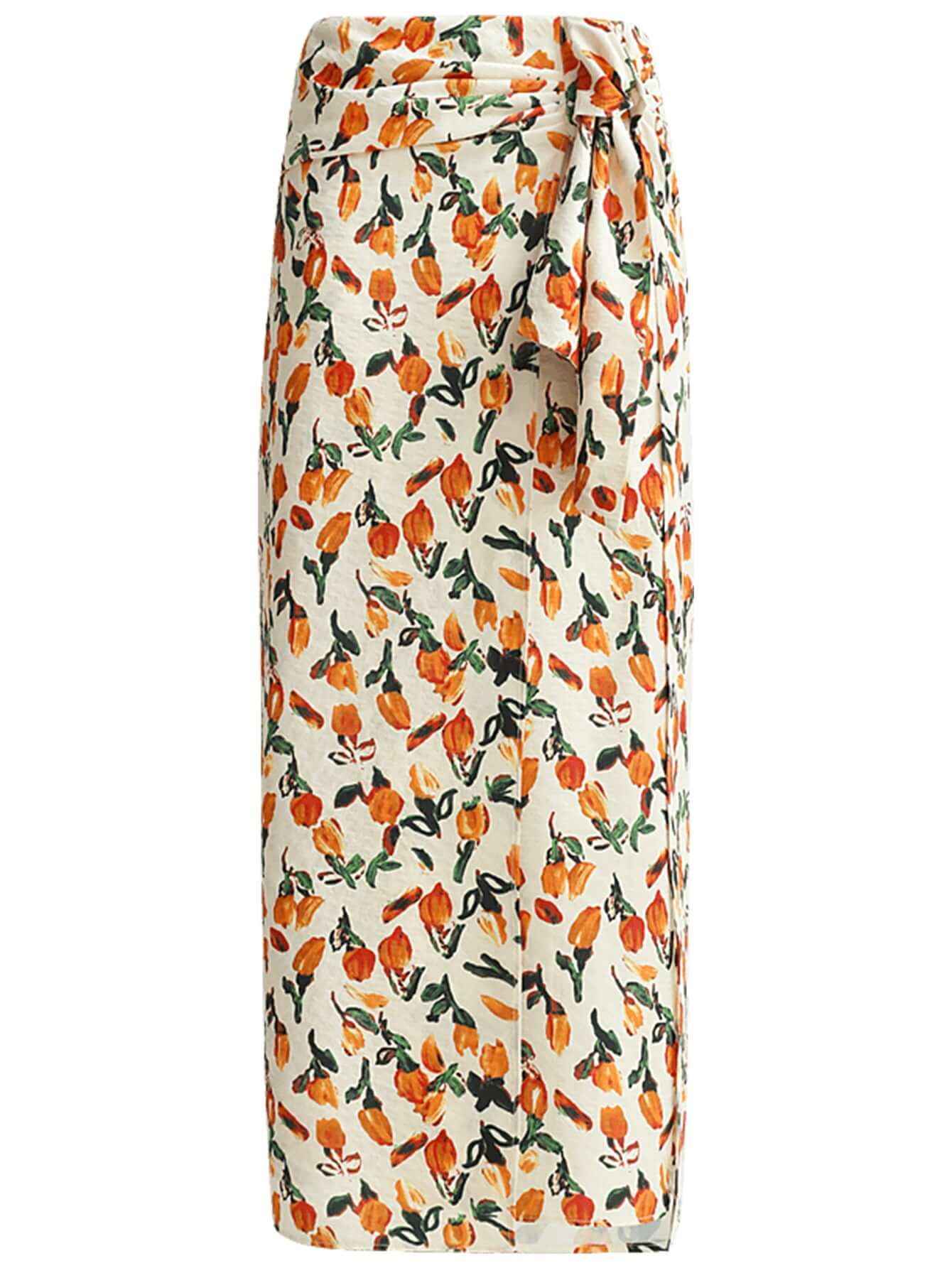 floral tie twist wrap skirt orange all orange 4