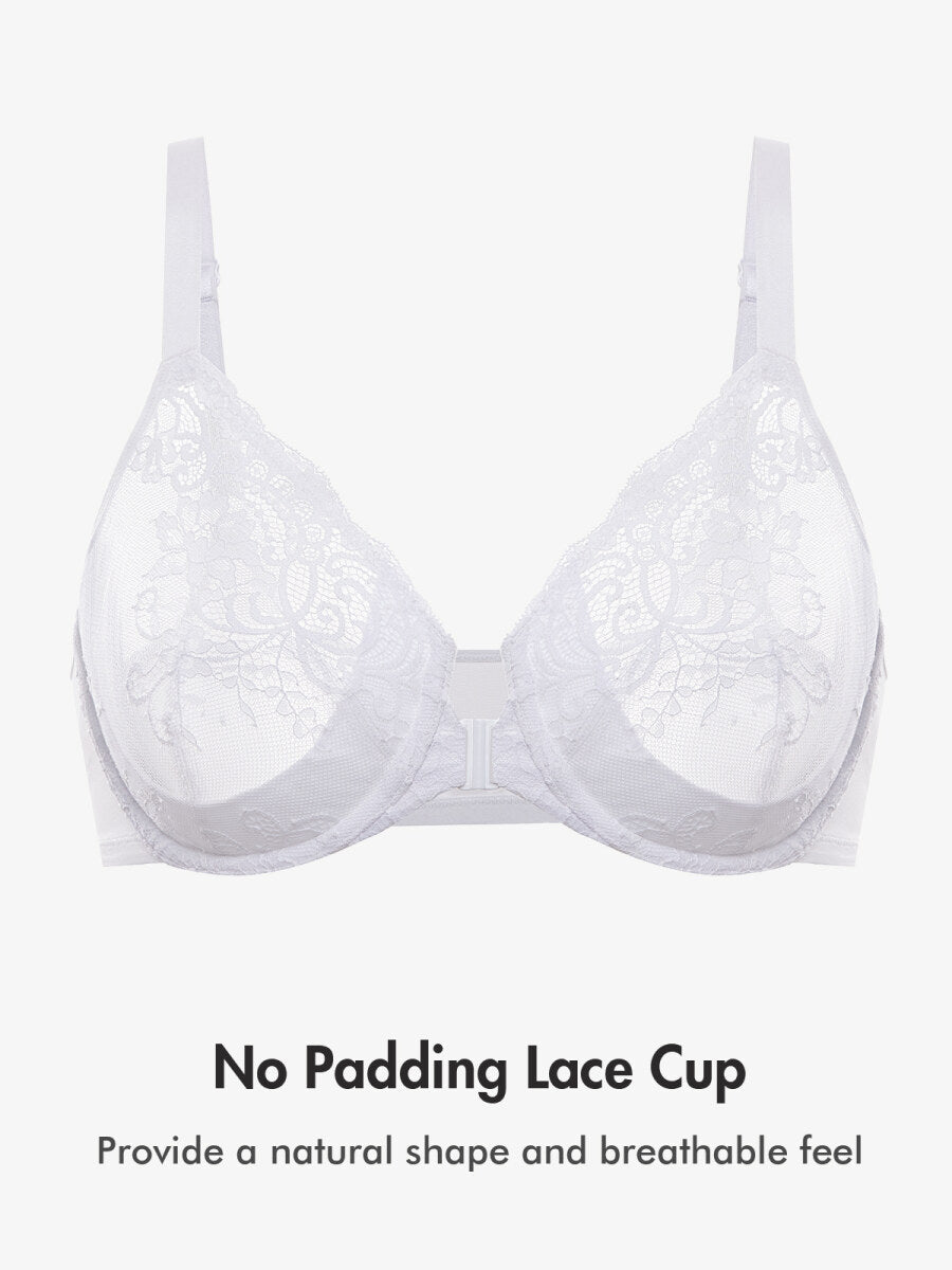 Front Closure Lace Underwire Plunge Bra
