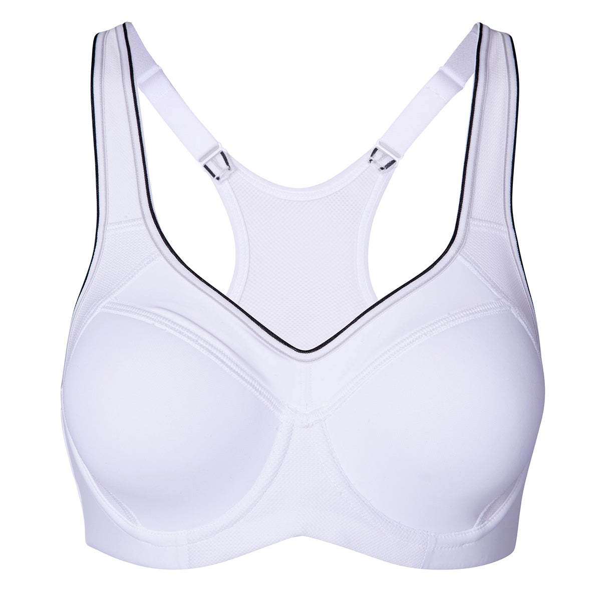 full support high impact padded white sports bra all white 4