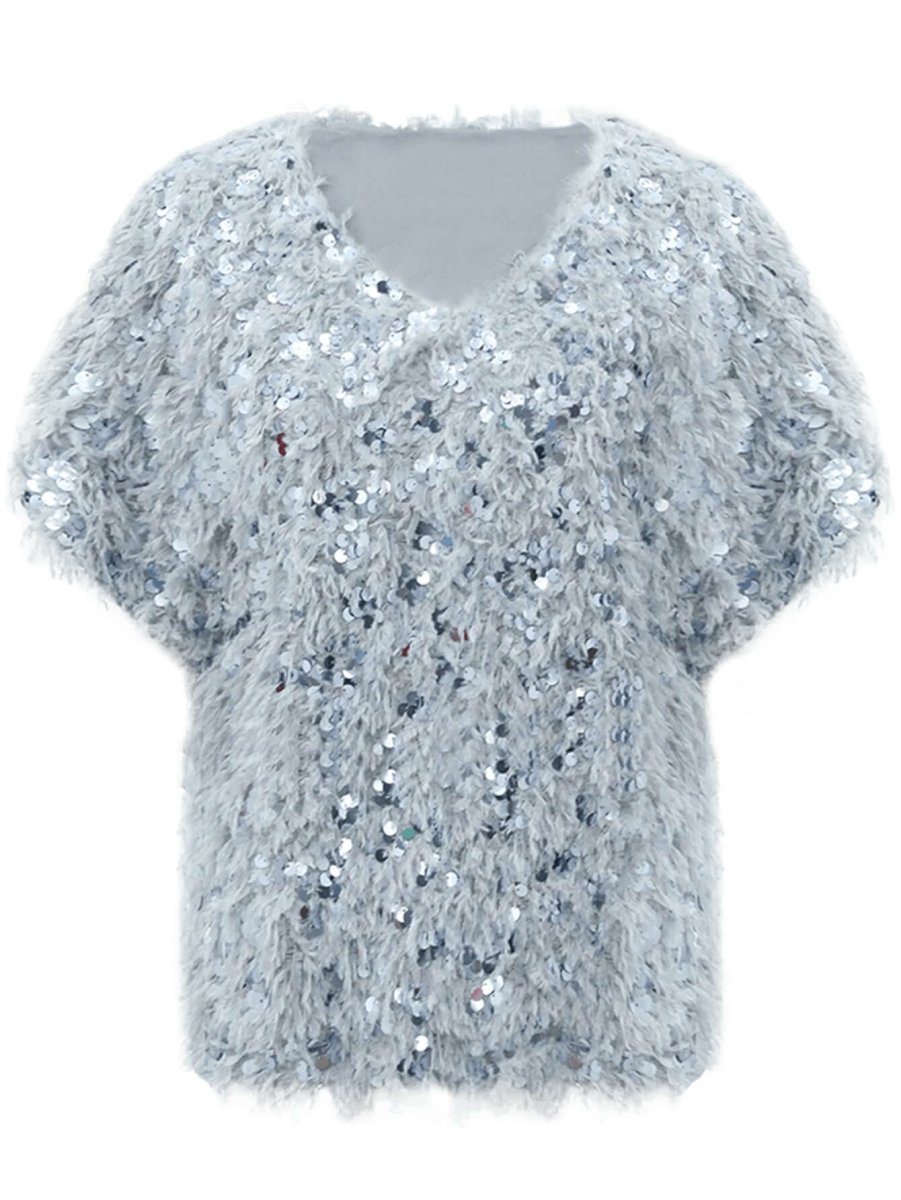 fur knit sequin top all charcoal 4