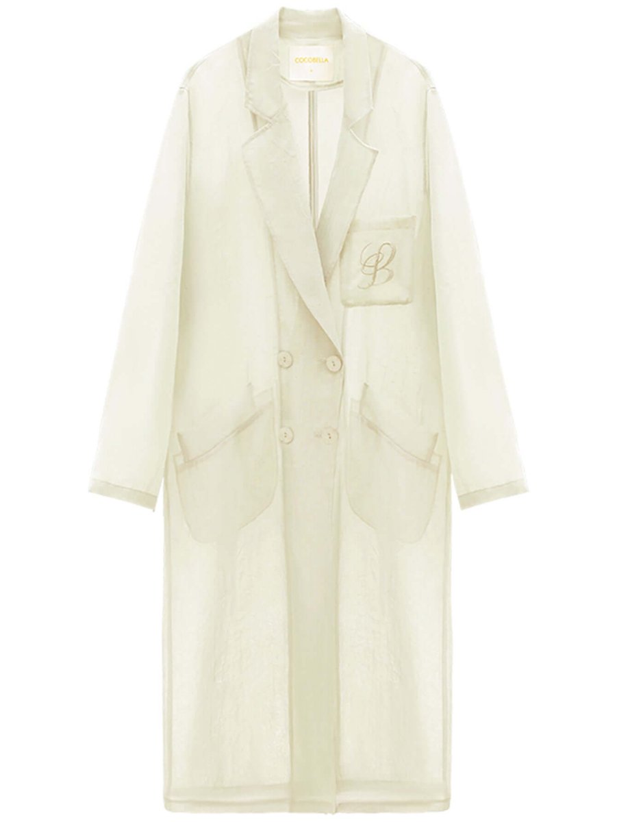 gauzy lightweight transparent trench coat all ivory 4