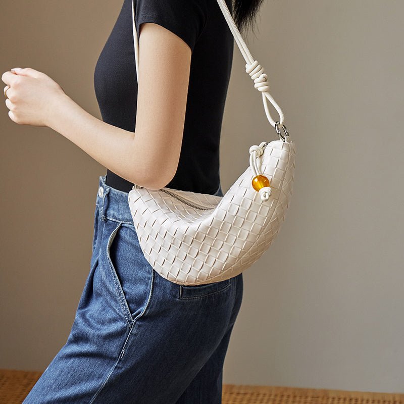 Giovanna Woven Crescent Shoulder Bag