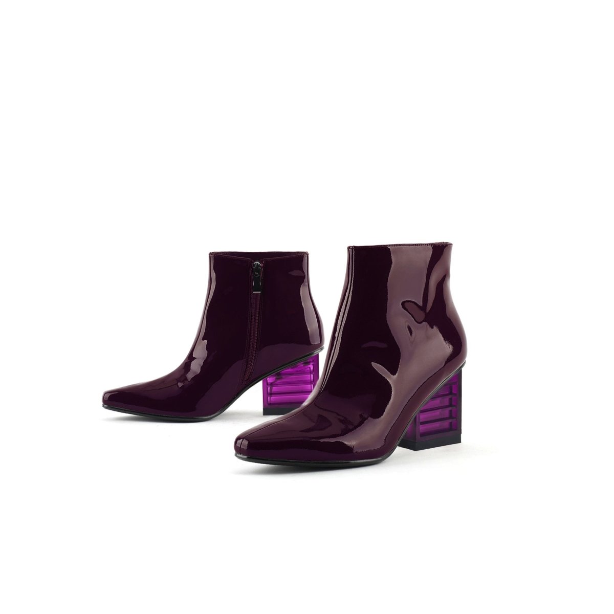 glass neon heel shiny leather boots all wine 5