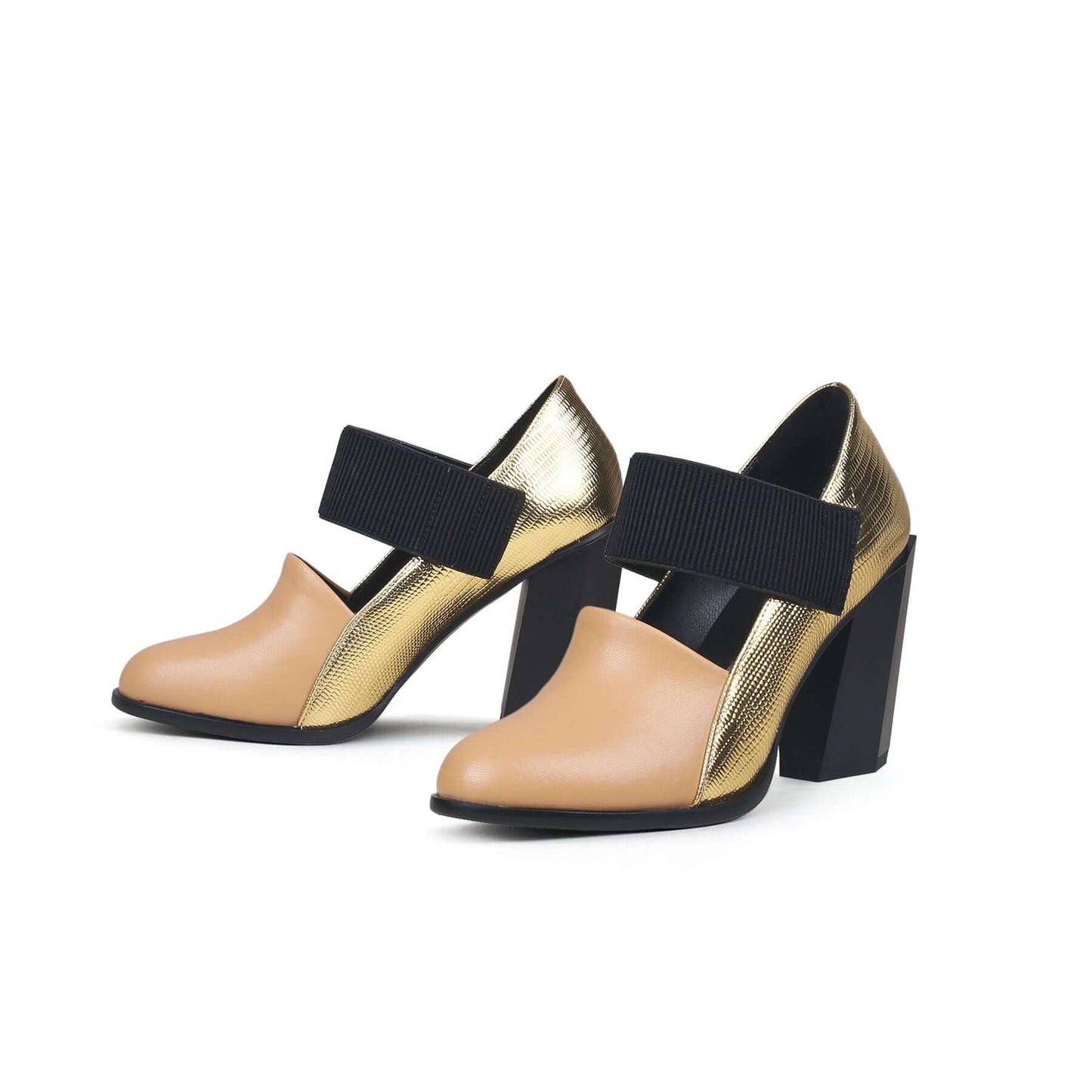 gold tone apricot block heel pumps all apricot 6
