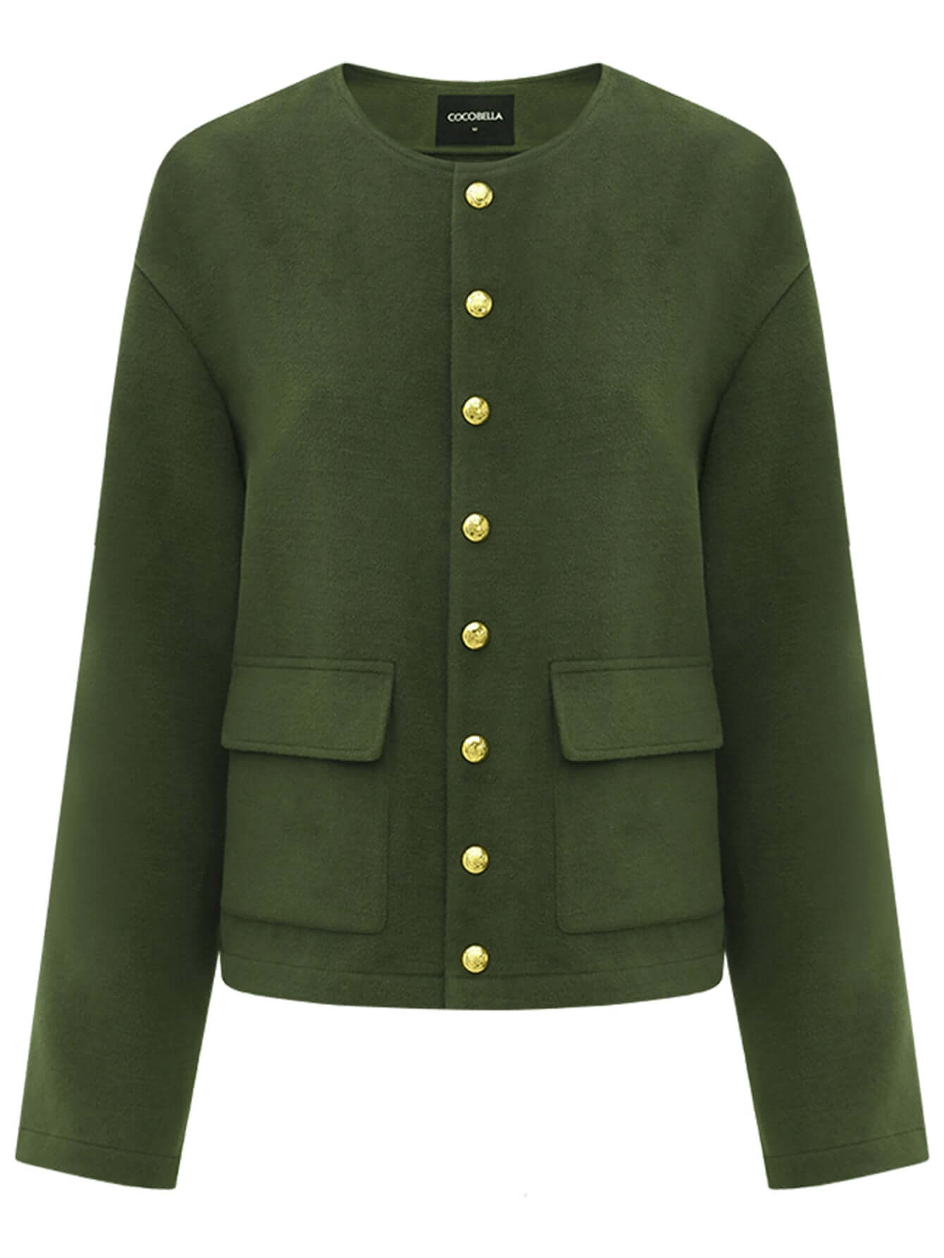 green letterman jacket with gold snap buttons all green 4