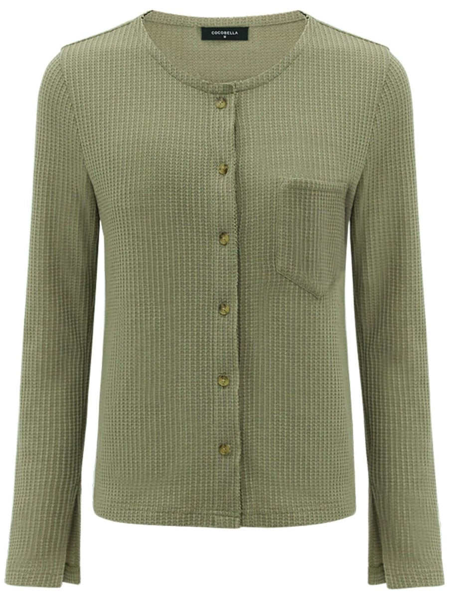 green waffle knit cardigan all green 4