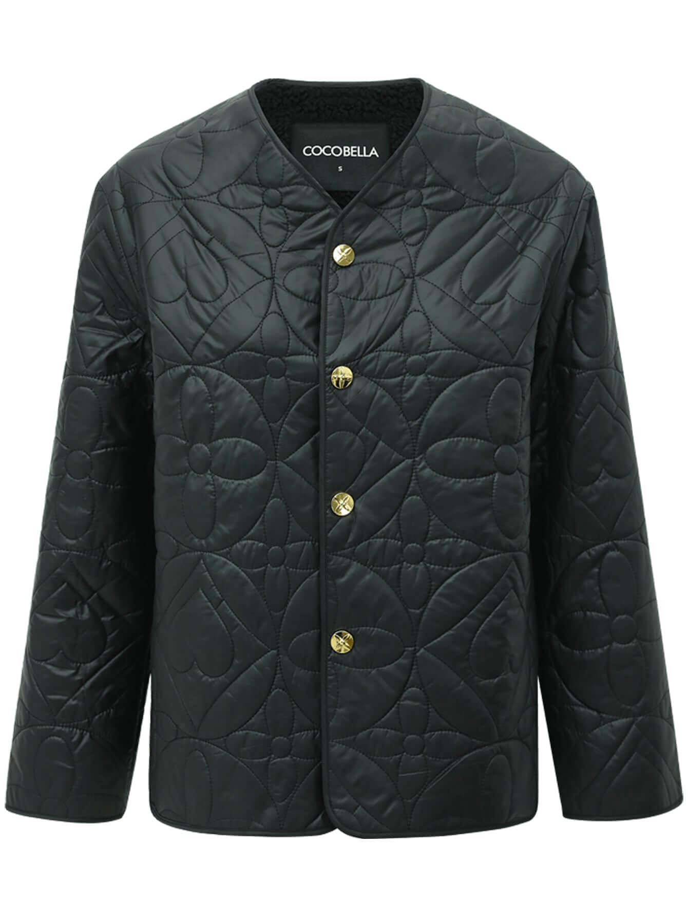 heavy duty geometric black quilted puffer jacket all black 4