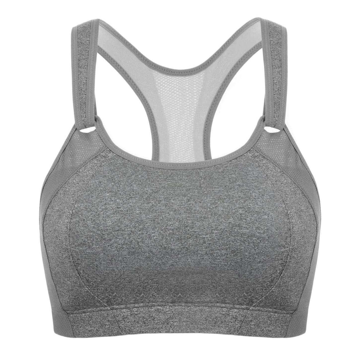 high impact mesh insert wireless running bra all grey 4