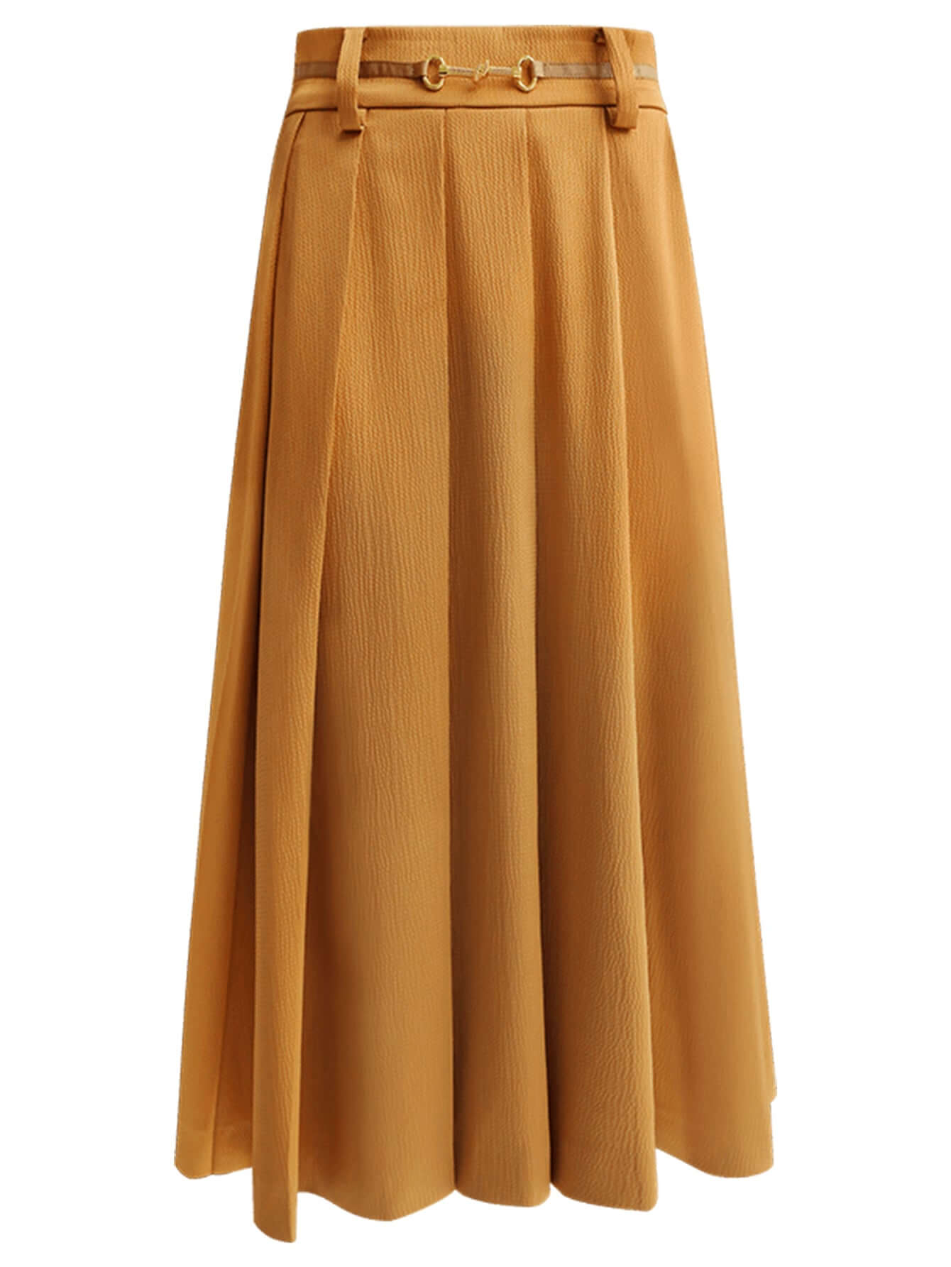 high waist pleated belted brown skirt all brown 4