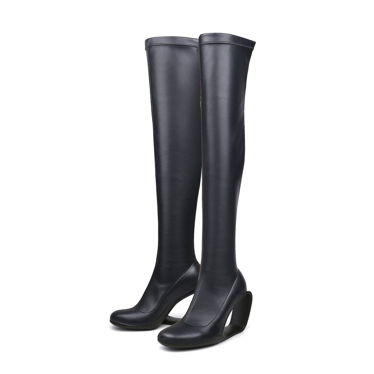 hollow wedge black knee high boots all black 5