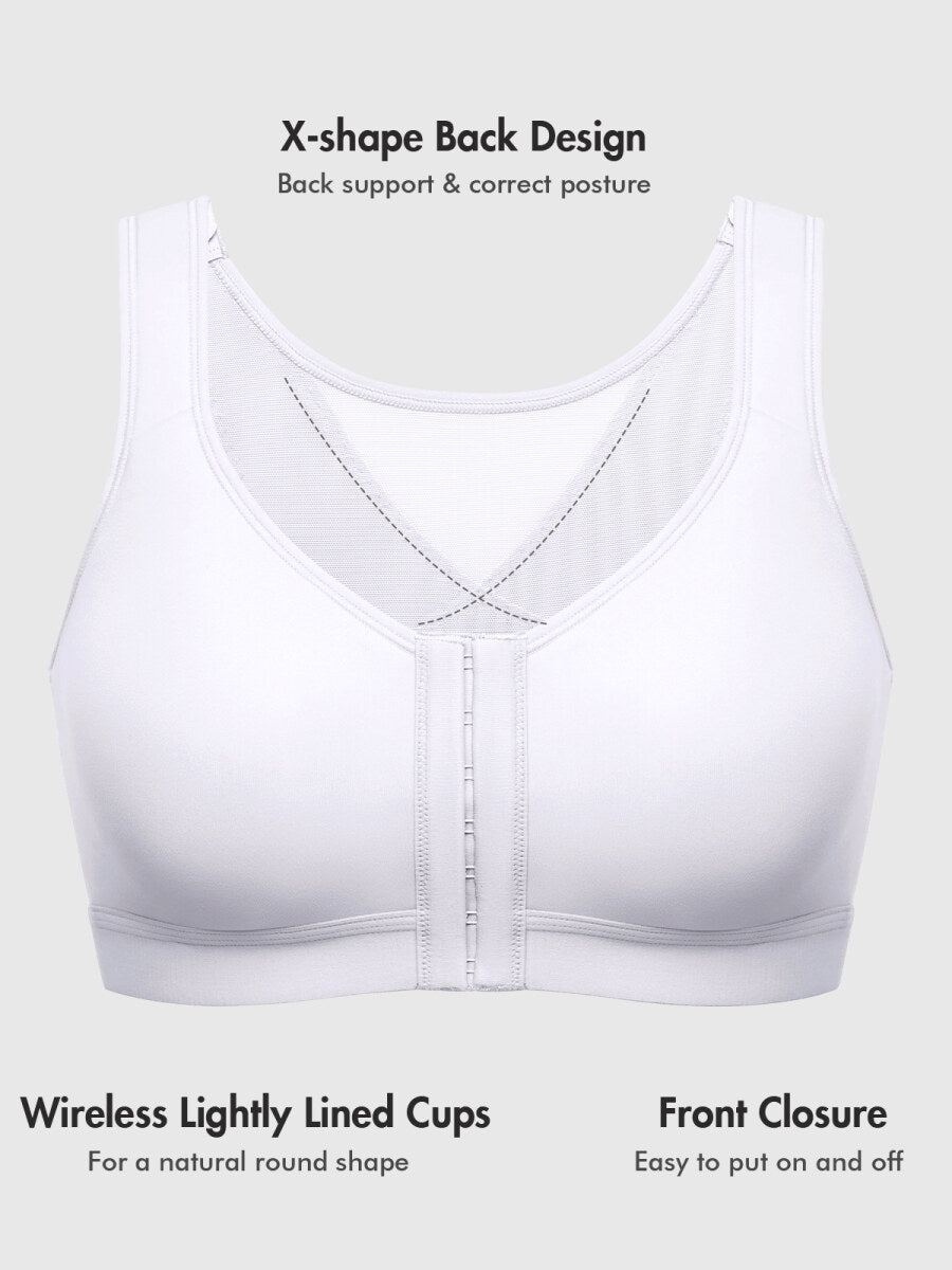 Inbarely Plus Front Closure Posture Wireless Lightly Padded Full Coverage Bra