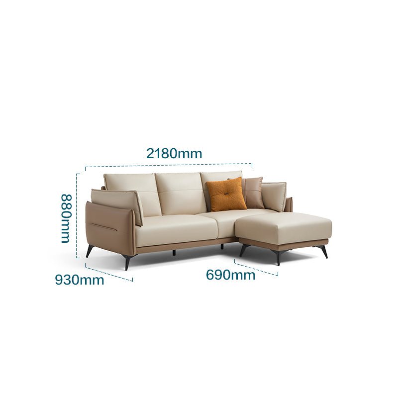 italian 3 seater minimalist style sofa with ottoman brown 5