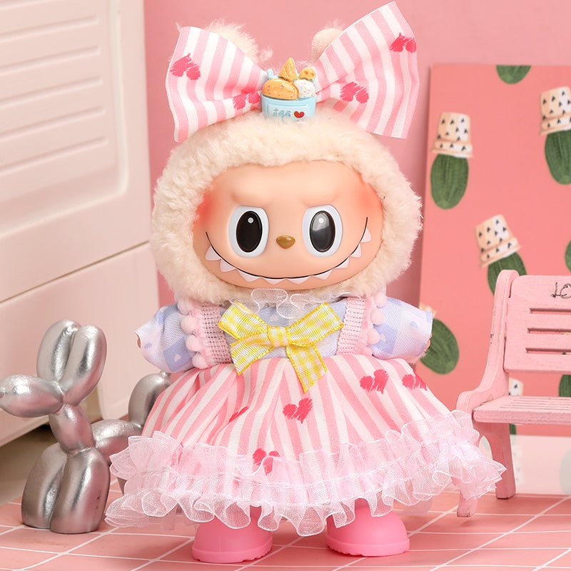 Labubu Pink Heart Stripe Outfit | Labubu Outfit