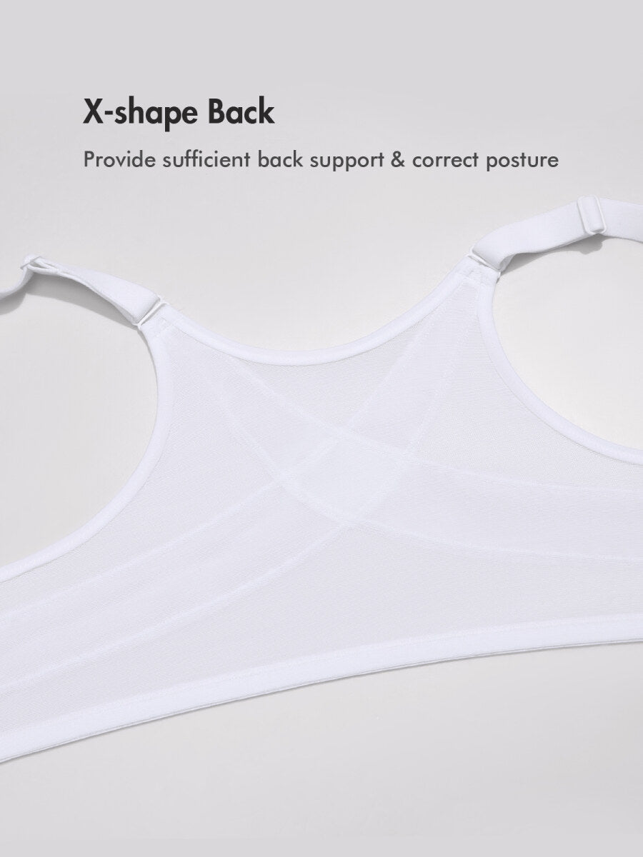 Lace Front Closure Posture Support Underwire Full Coverage Bra