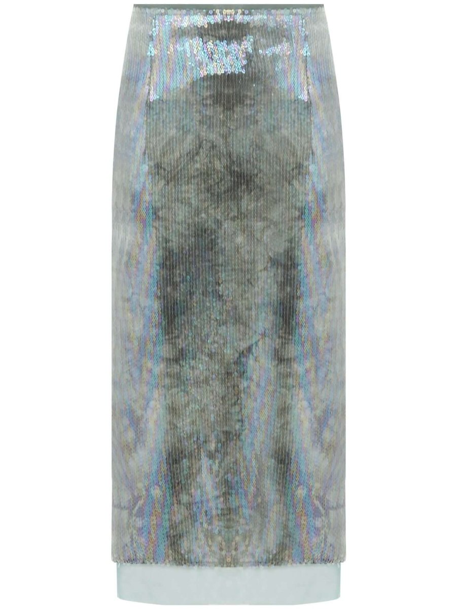 light mint green tie dye sequined midi skirt all green 5