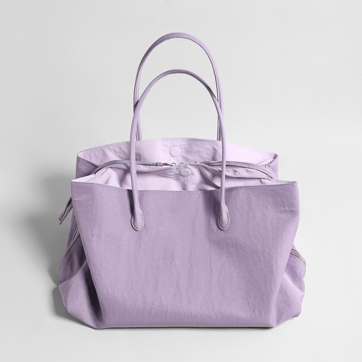 Lightweight Nylon Large Capacity Commuter Tote – Slouchy Triple-Compartment Bag with Fringe Detail