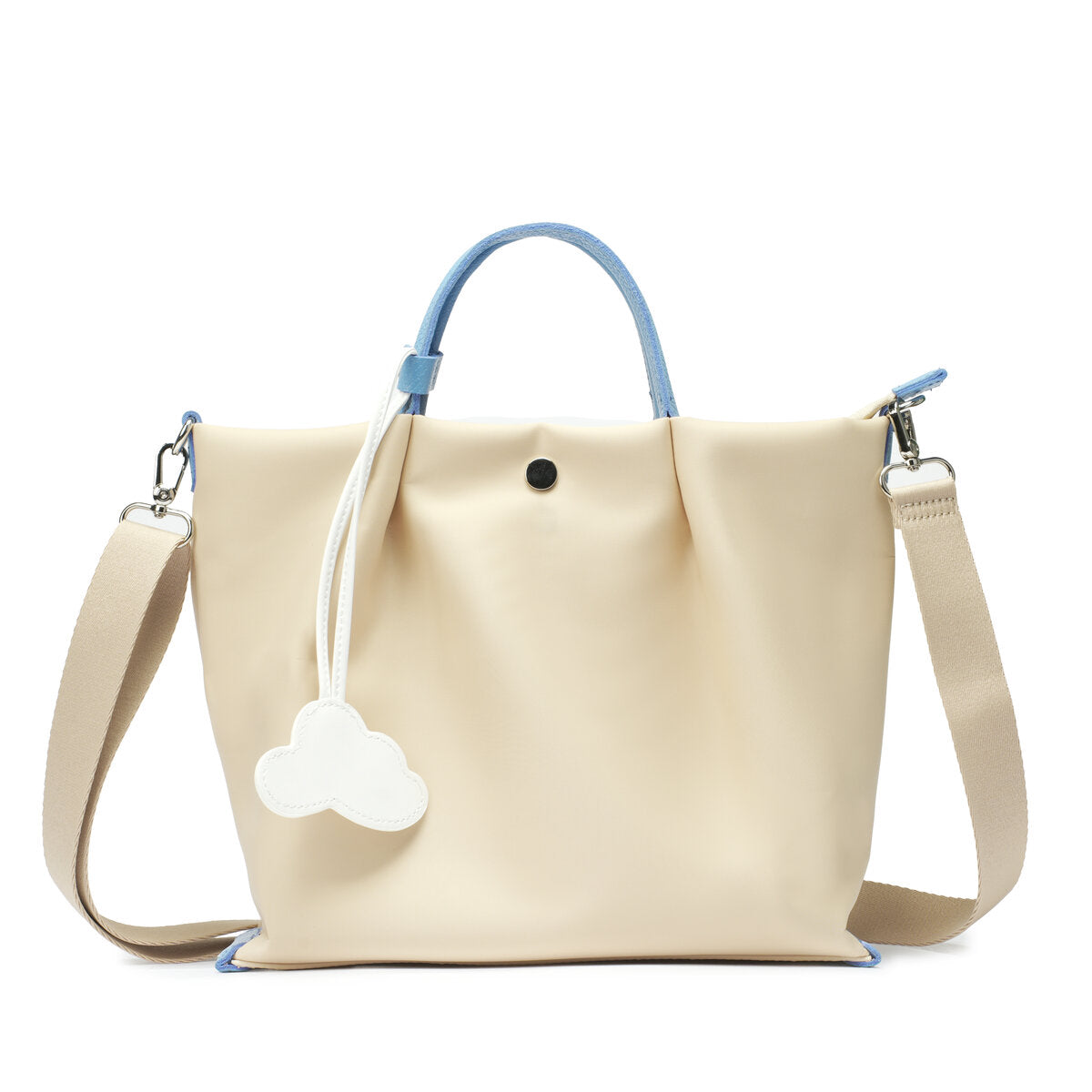 Lightweight Water-Resistant Nylon Tote Bag with Leather Trim – Convertible Shoulder & Crossbody Work Bag