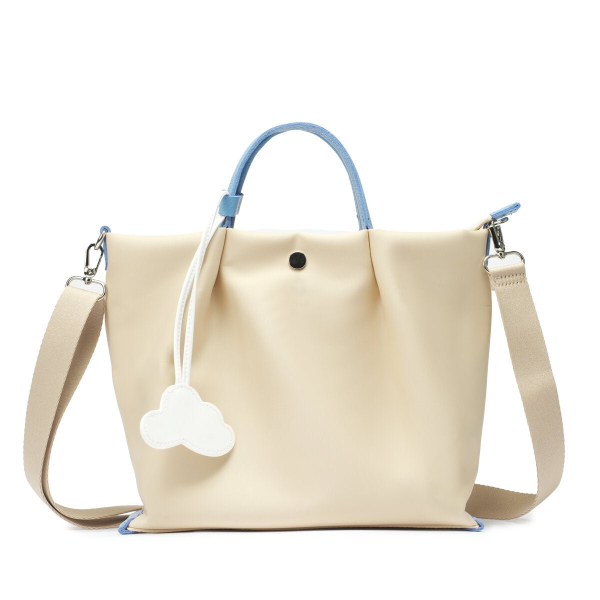 Lightweight Water-Resistant Nylon Tote Bag with Leather Trim – Convertible Shoulder & Crossbody Work Bag