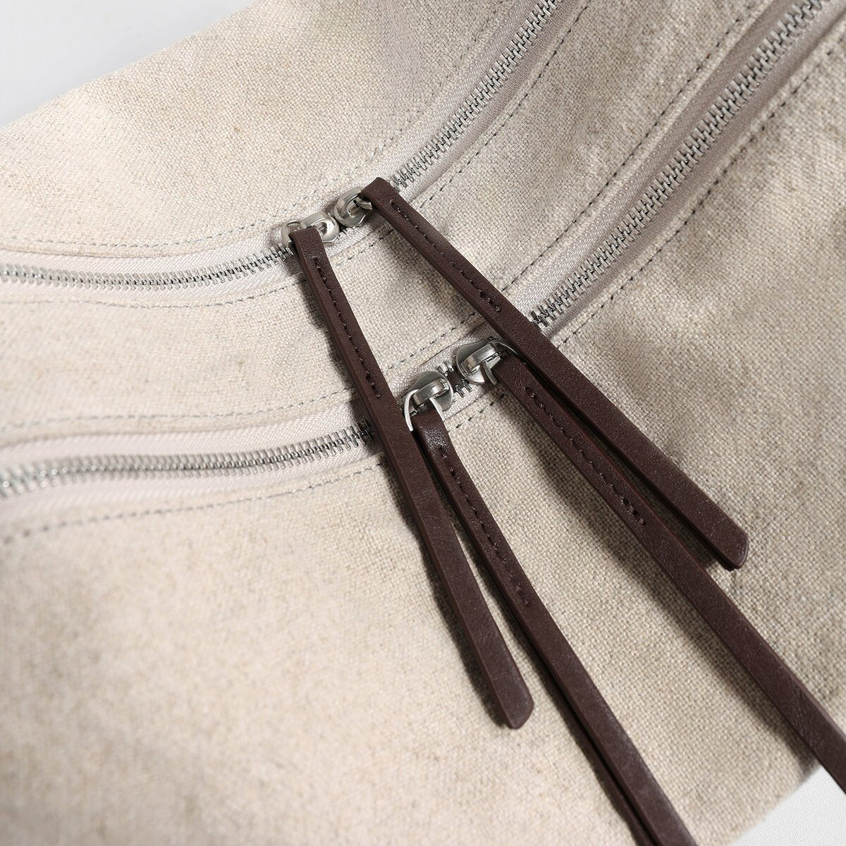 Linen Pillow Shoulder Bag – Slouchy Silhouette with Adjustable Leather Strap