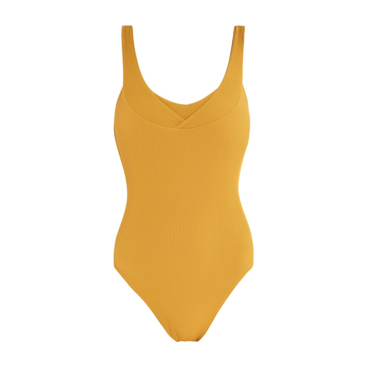 low u neck high cut one piece swimsuit yellow mustard all yellow 4