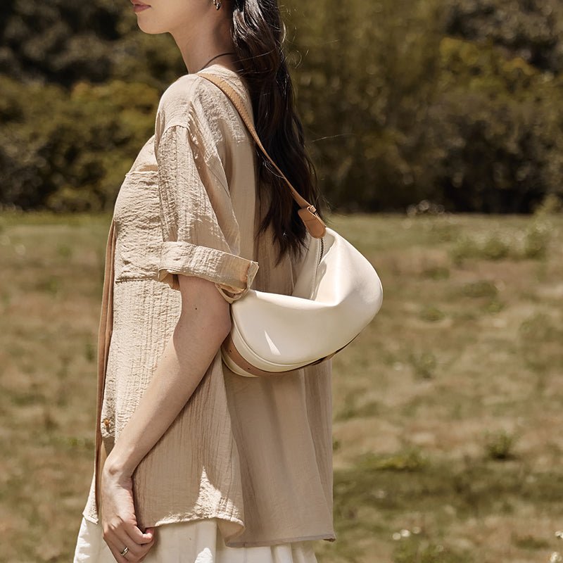 Luna Crescent Leather Shoulder Crossbody Bag