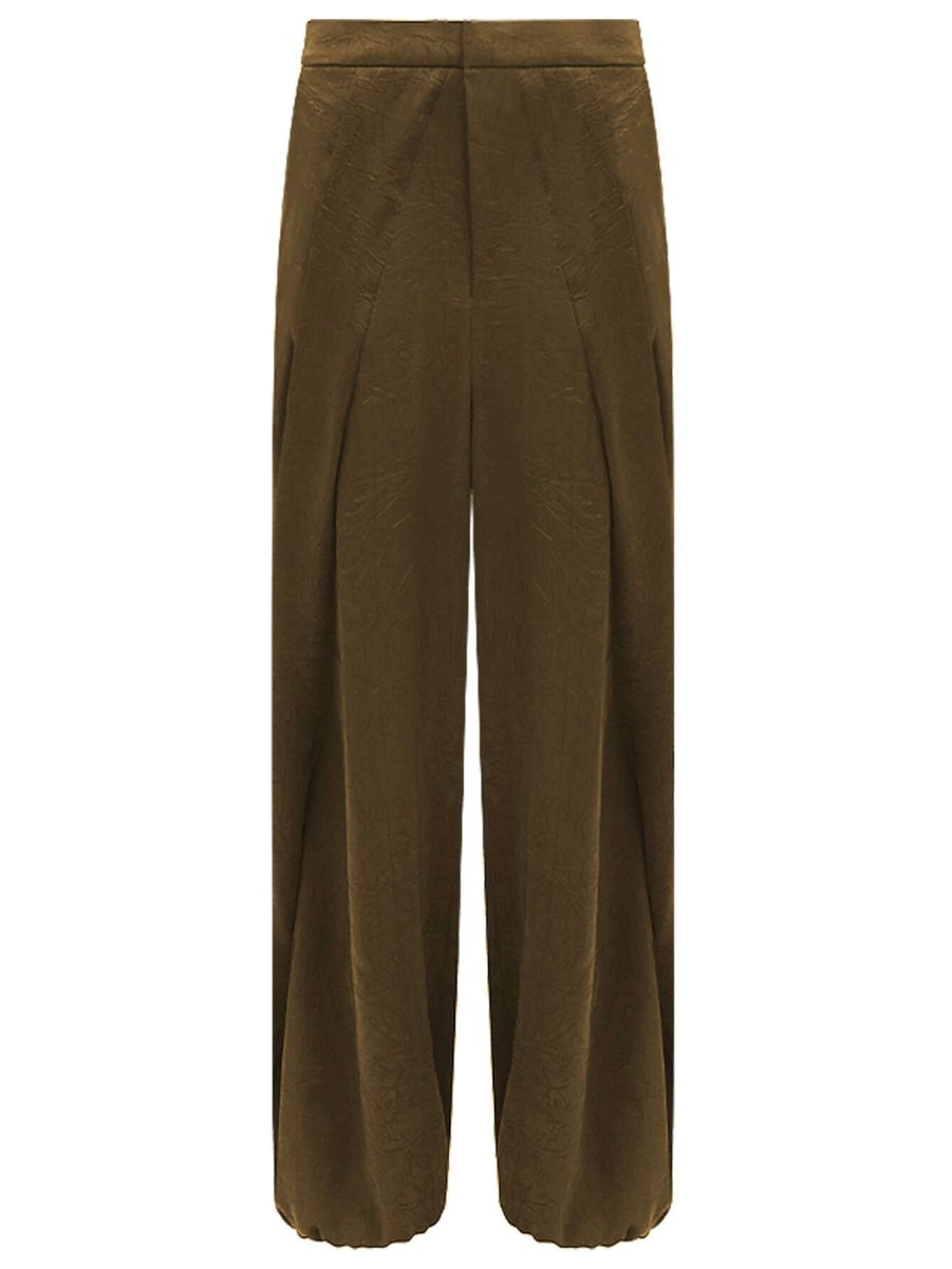 luxurious brown satin high waist pleated pants all brown 4