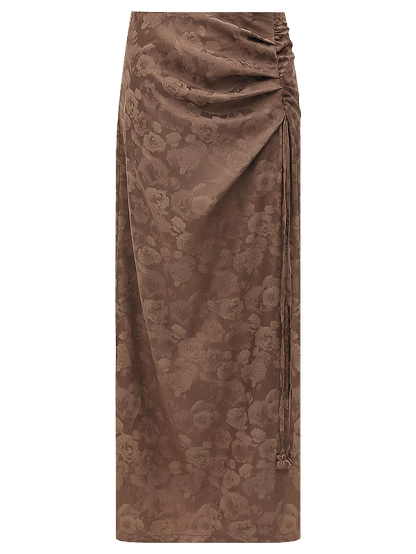 luxurious jacquard draping brown silk satin skirt all brown 4