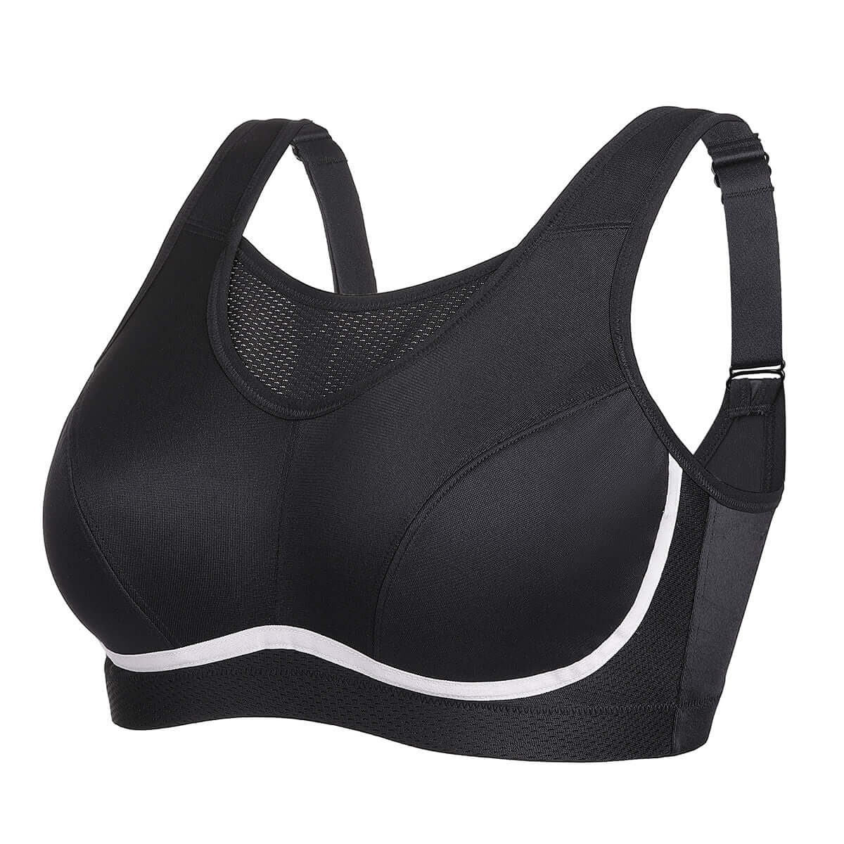 max comfort lightweight mesh planel full cup sports bra all black 4