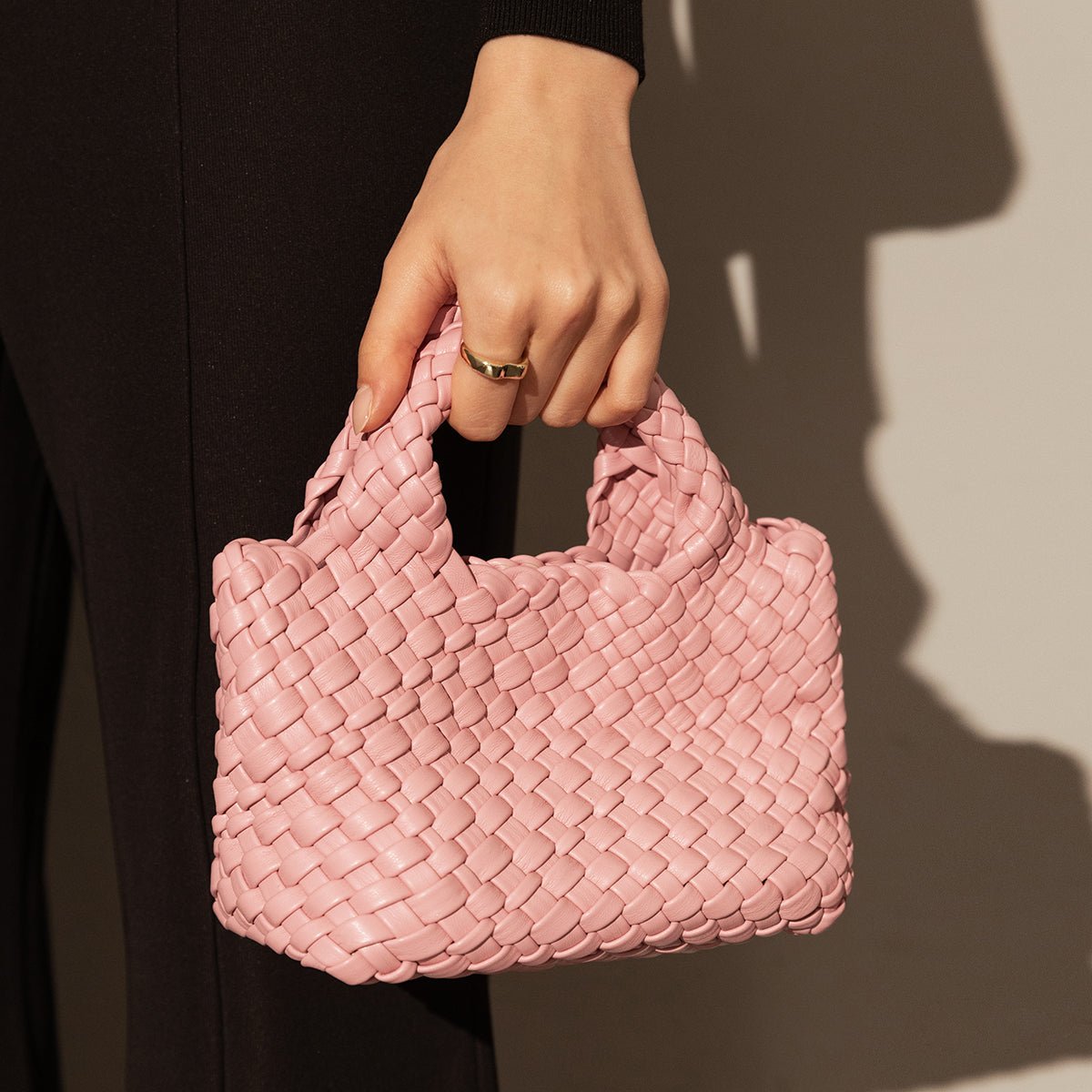 Mini Woven Top Handle Bag – Handcrafted Intrecciato Leather Cube Bag with Detachable Pouch