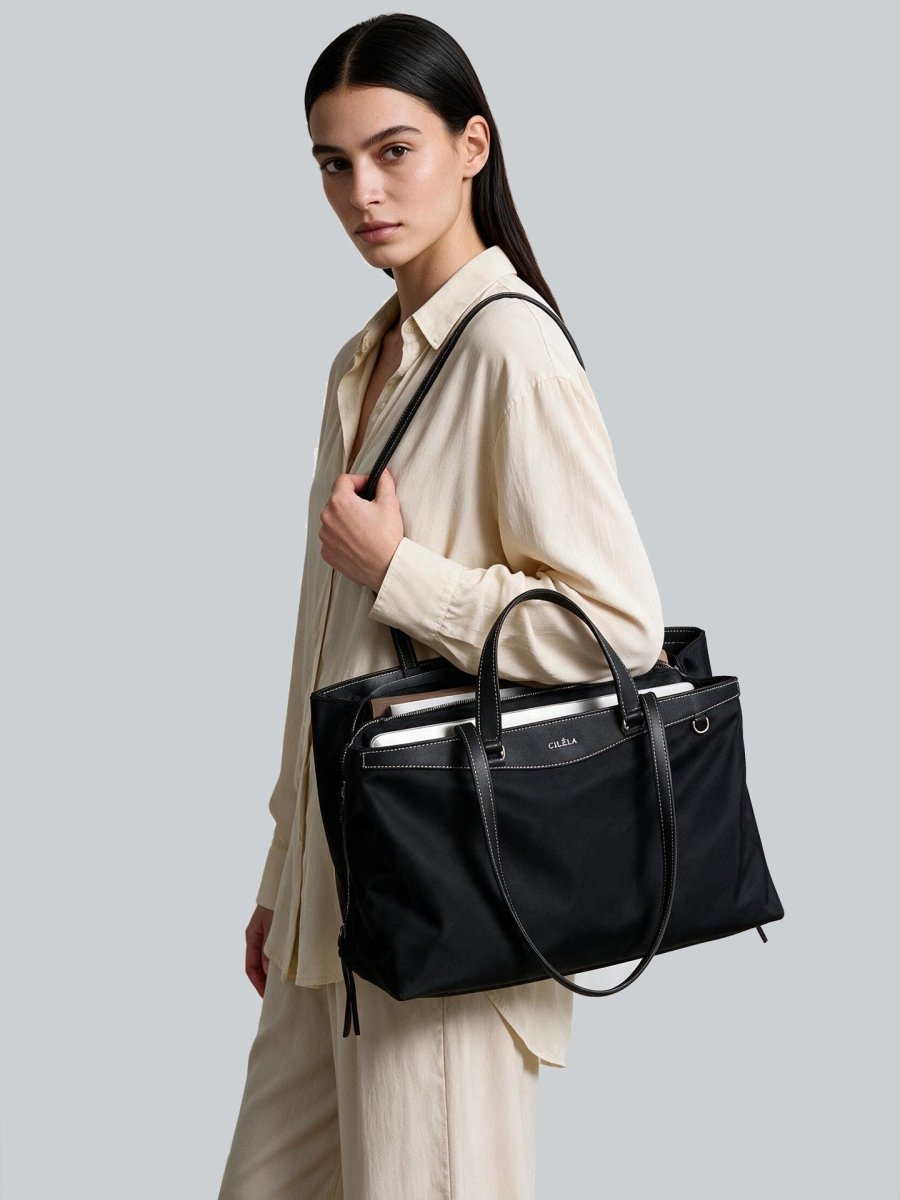 Minimalist Nylon Laptop Tote Bag – Lightweight Water-Resistant Work Bag
