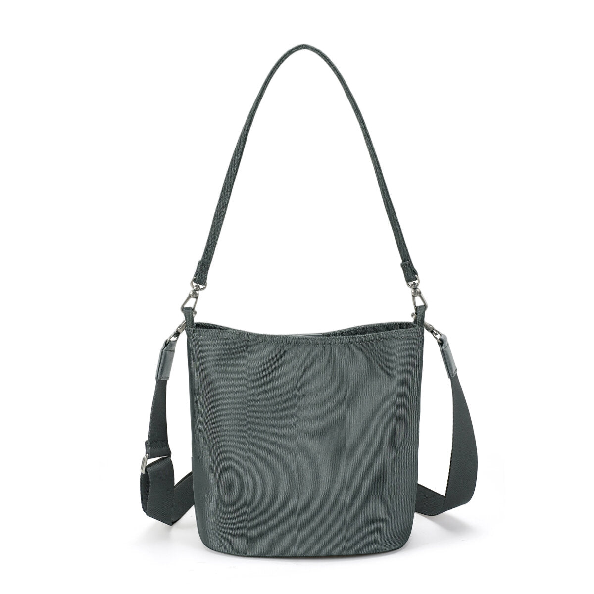Minimalist Water-Resistant Nylon Bucket Bag – Convertible Crossbody & Shoulder Bag with Dual Straps