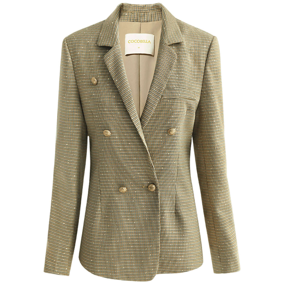 modern double breasted beige checkered blazer all check 4
