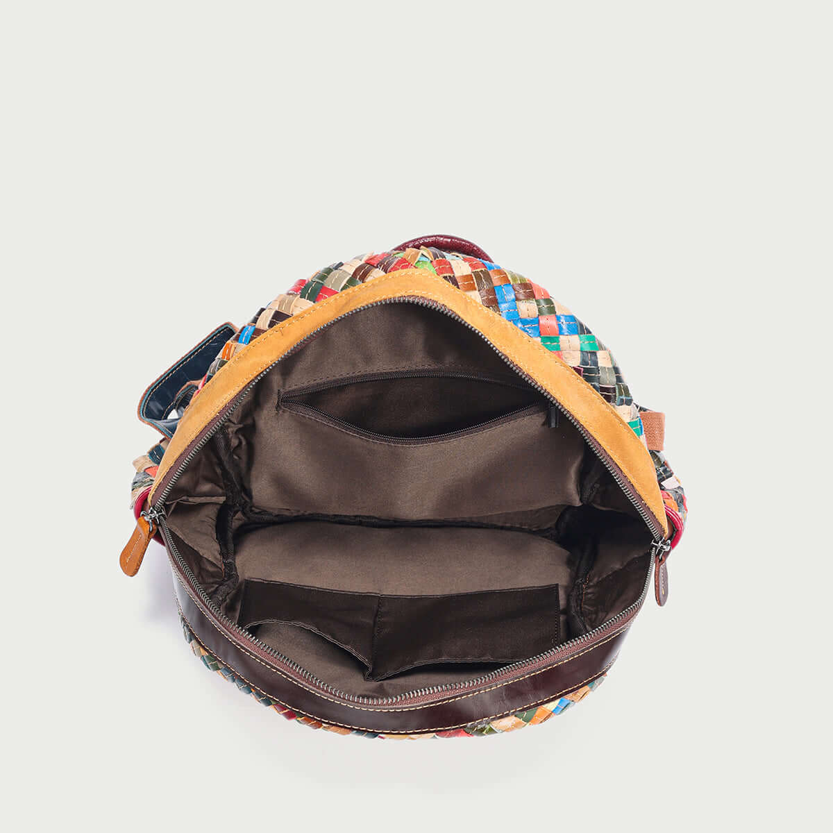 multicolor woven leather school backpack rainbow 6