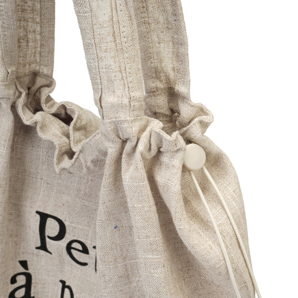 Natural Linen Oversized “Petit à petit.” Drawstring Tote Bag – Large Capacity Slouchy Shoulder Handbag
