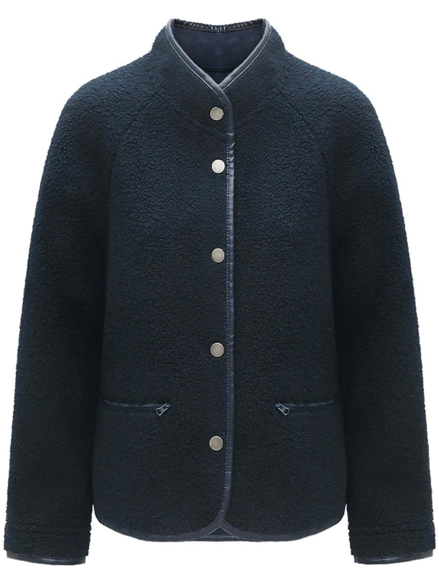 navy blue stand collar fleece jacket all navy 4