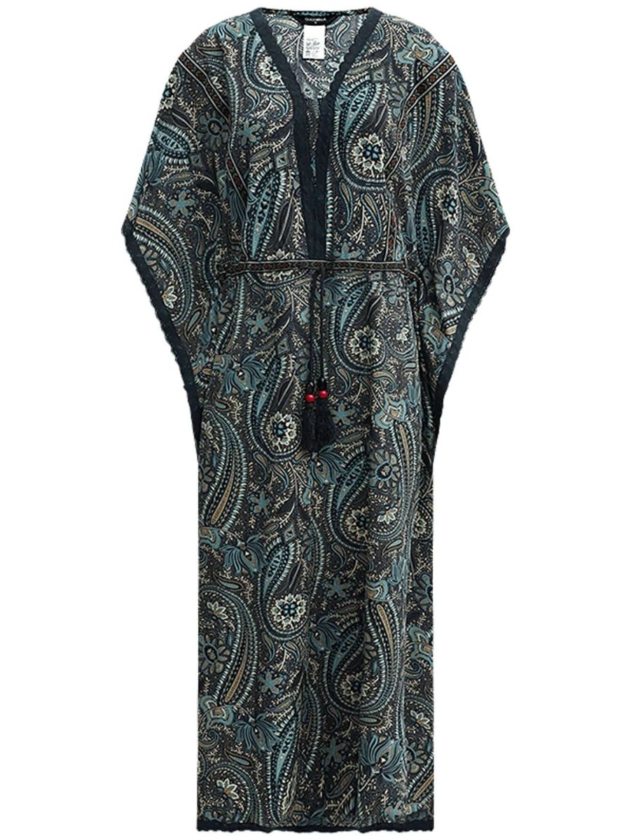 navy paisley batwing vacation dress all navy 4