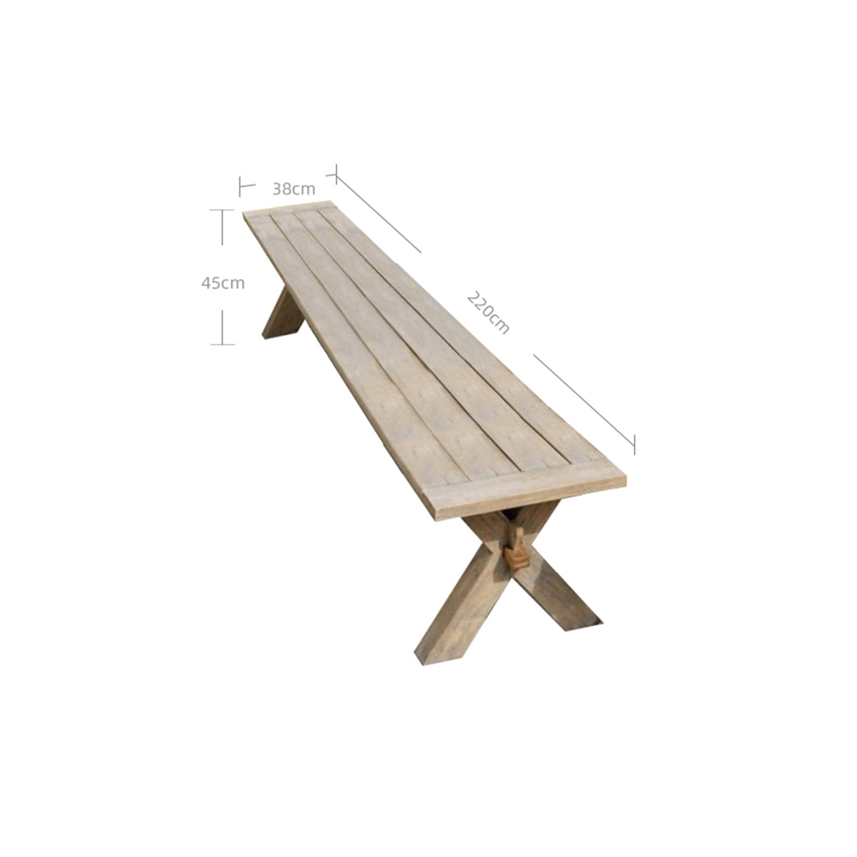 nicara natural teak bench 2.2m sand 3