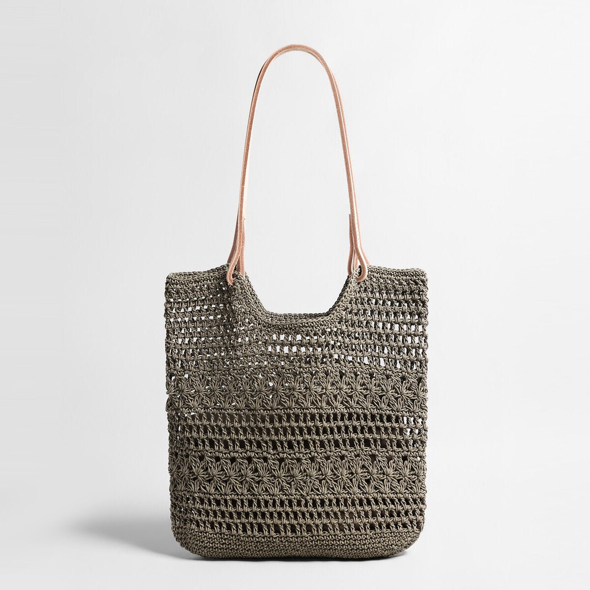 Open-Weave Crochet Tote Bag – Handcrafted Cotton Rope Shoulder Bag with Inner Zipper Pouch