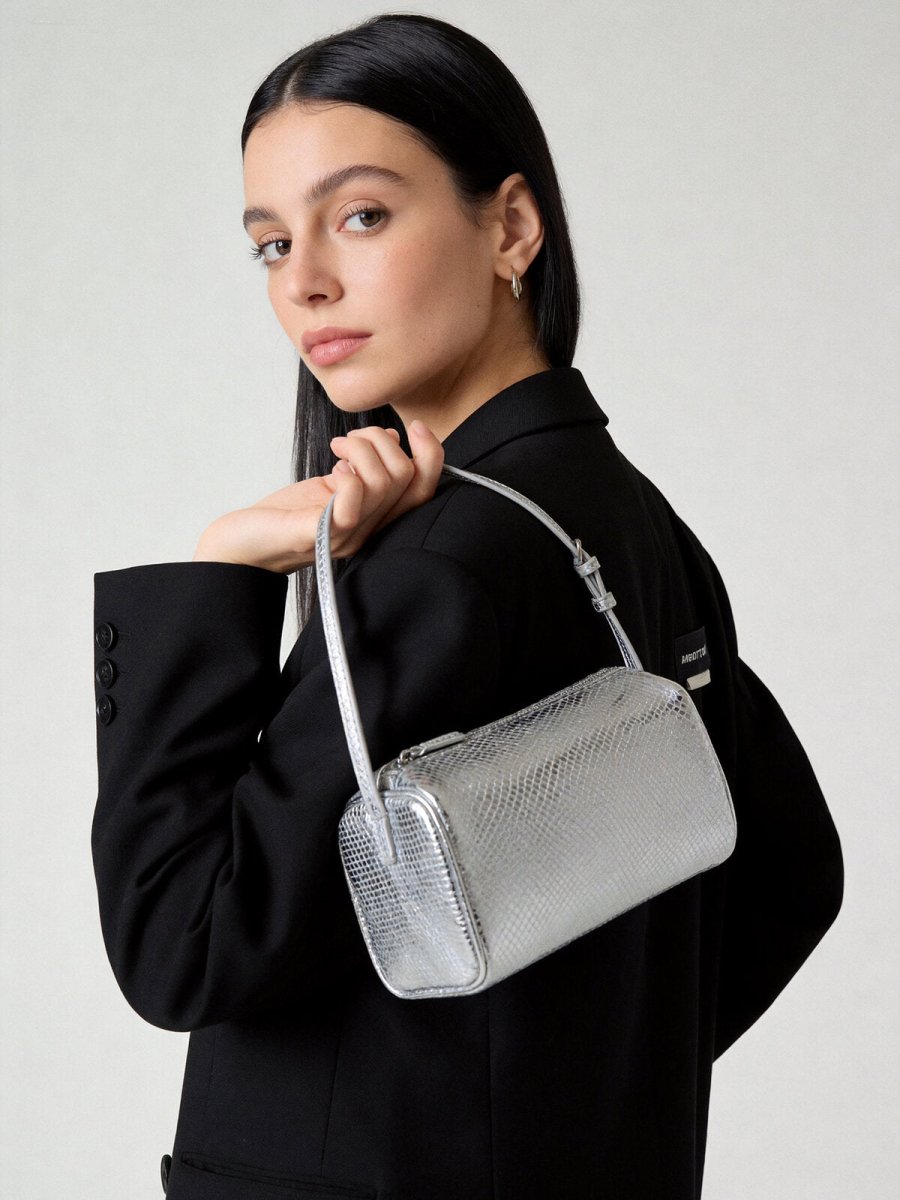 Patent Embossed Calfskin Cylinder Bag – Glossy Barrel Shoulder Crossbody