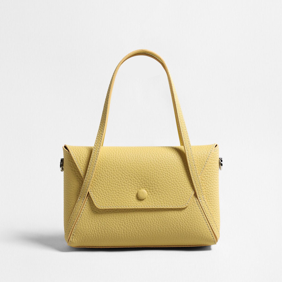 Pebbled Calfskin Geometric Mini Tote – Structured Convertible Crossbody