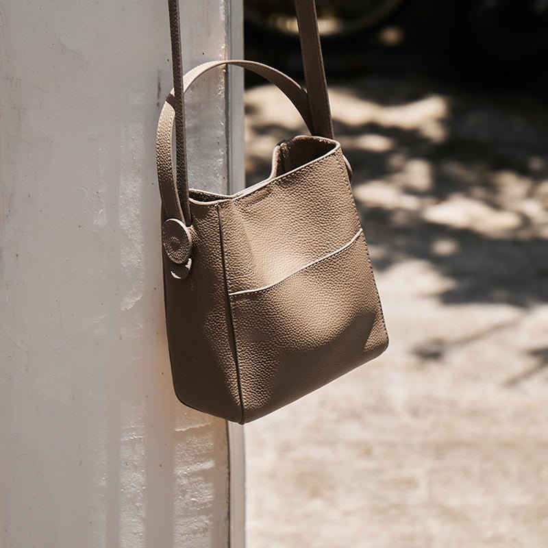 Pebbled Leather Bucket Bag