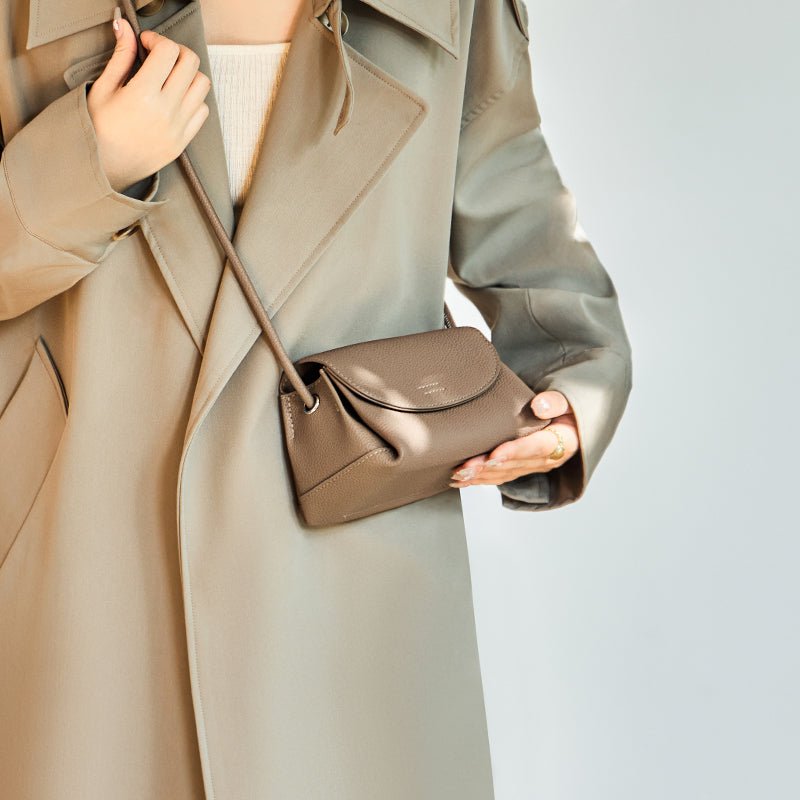 Pebbled Leather Mini Flap Crossbody Shoulder Bag