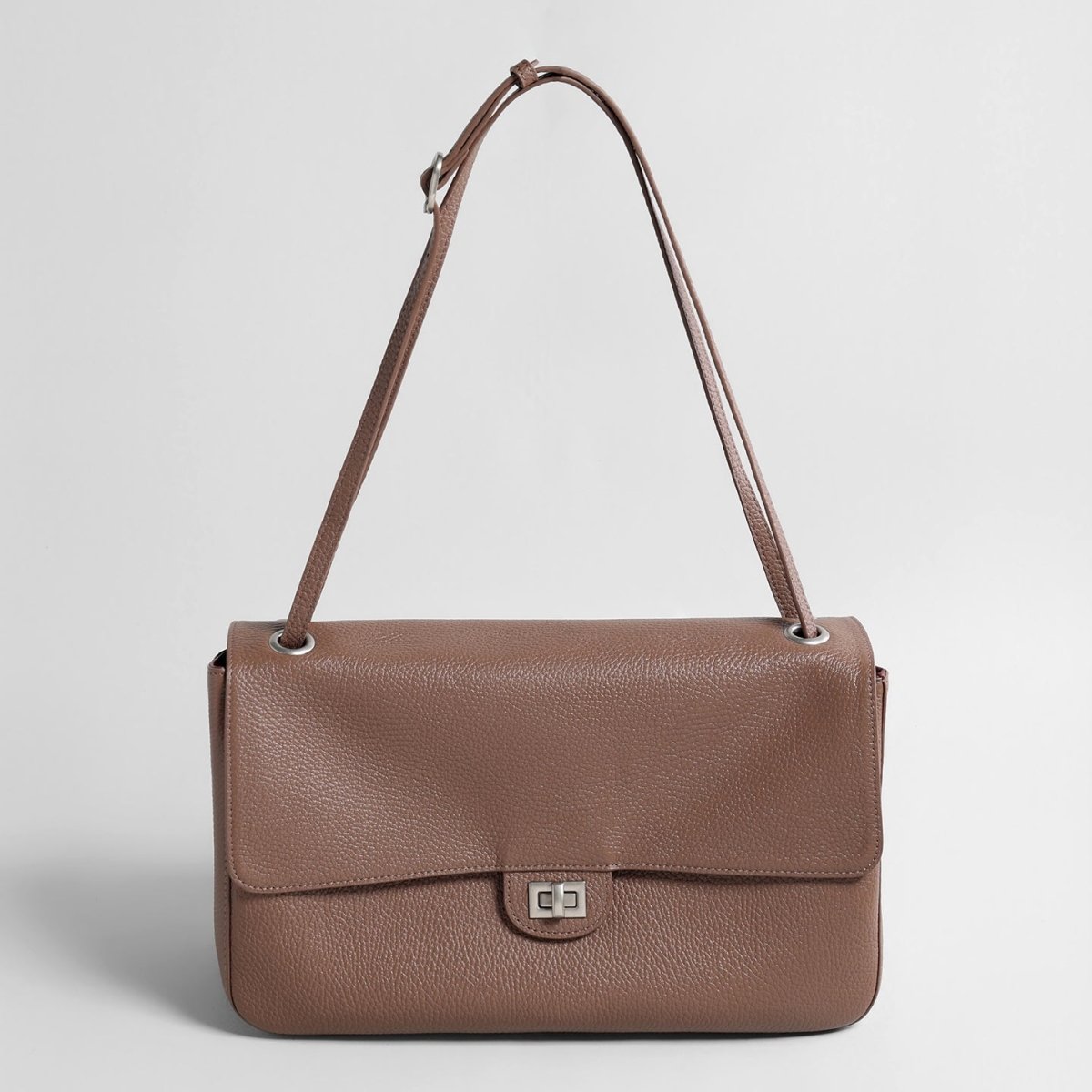 Vintage Turn-Lock Flap Bag – Pebbled Leather Shoulder & Underarm Bag