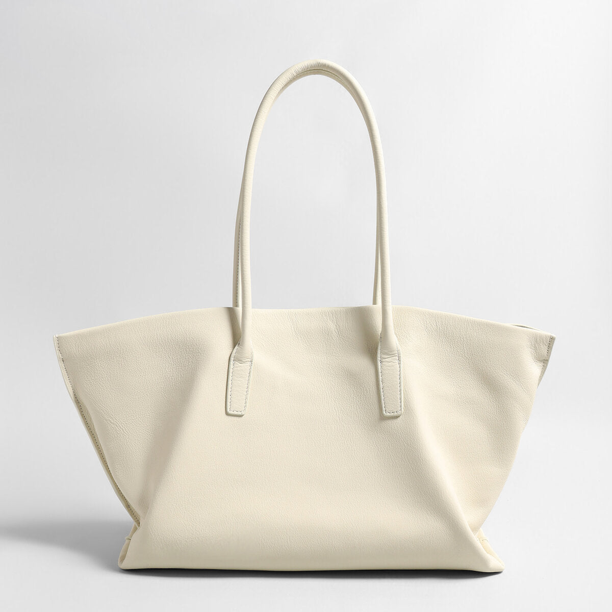 Pebbled Leather Wing Tote Bag – Slouchy Flared Leather Shoulder Bag