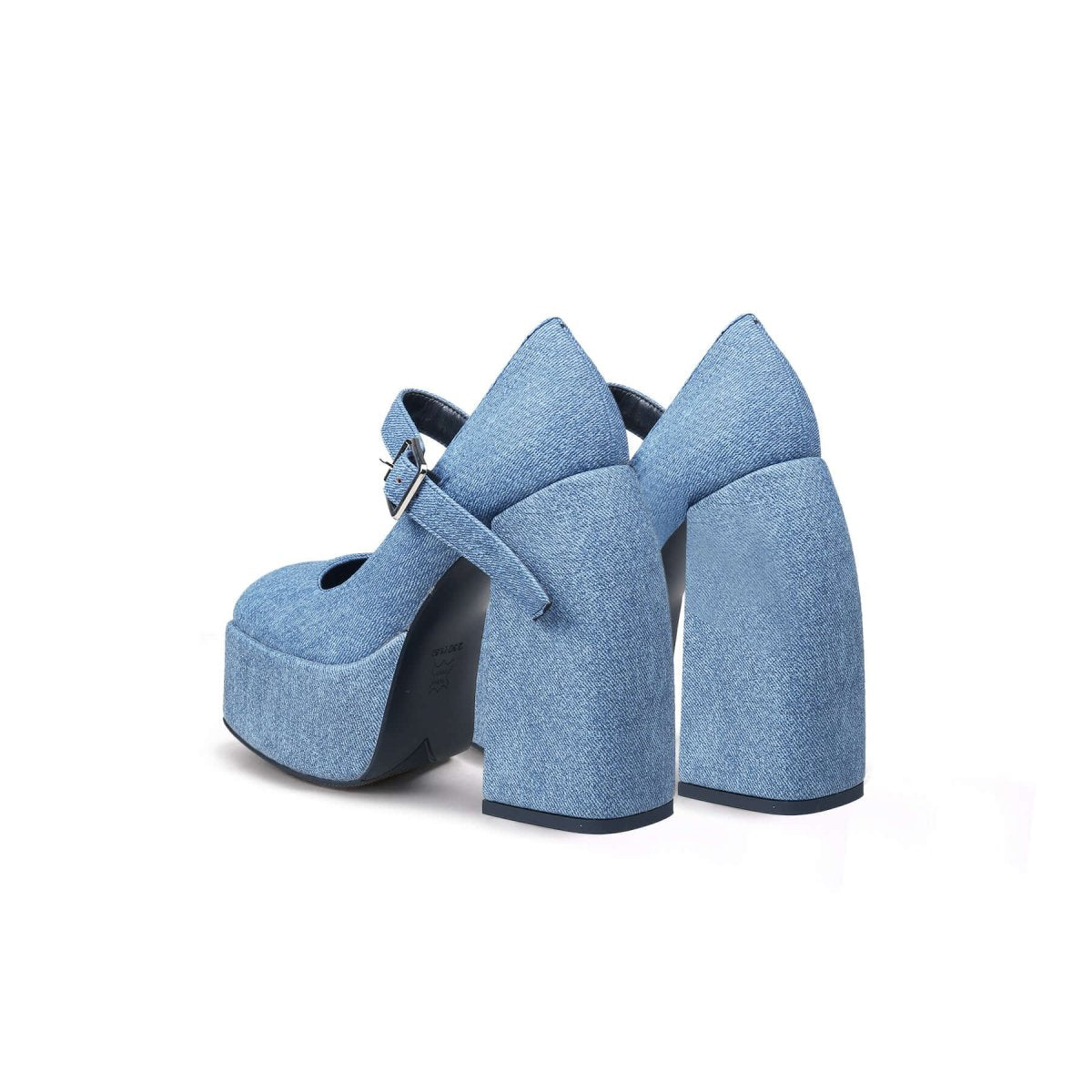 platform heel mary jane pumps all blue 5